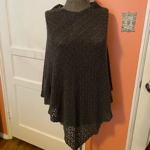 Charcoal gray knit poncho